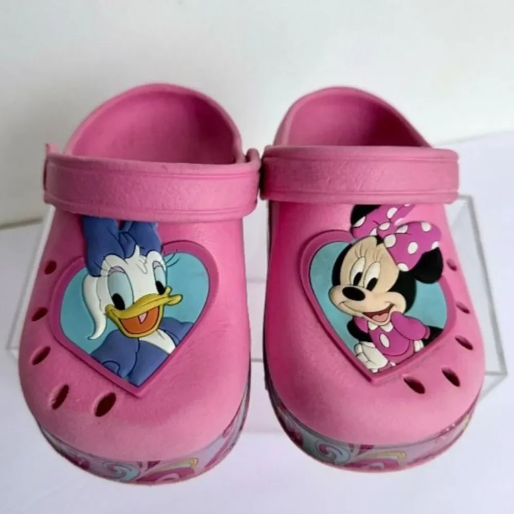 Disney Minnie & Daisy Toddler Girls Sz 7-8 Clogs Pink Water Shoes Beach Swim